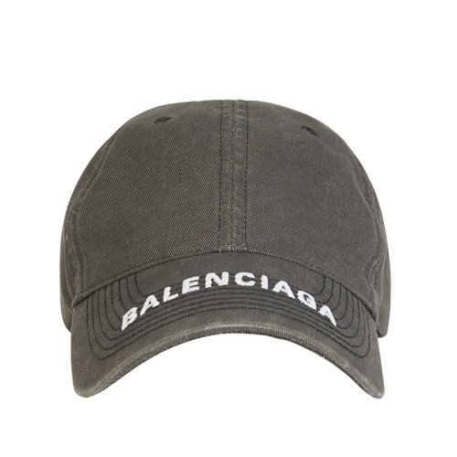 Balenciaga/巴黎世家新款 男士黑色和白色牛仔布徽标刺绣纯棉棒球帽6171604A2B41077