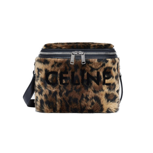 CELINE/赛琳 22新款 男士自然色/黑色织物配小牛皮人造豹皮毛效果双拉链开合调节肩带单价斜挎包110592EKI.02NC