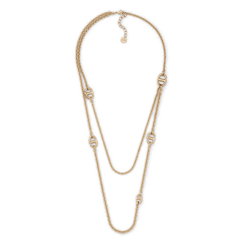 DIOR/迪奥 22新款 女士金色金属麻花形状字母双层项链N2015WOMMT_D300