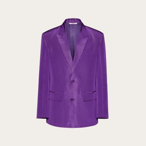  VALENTINO华伦天奴 22年秋冬 男士 夹克 VESTE DROITE EN FAILLE DE SOIE XV0CED908E5817