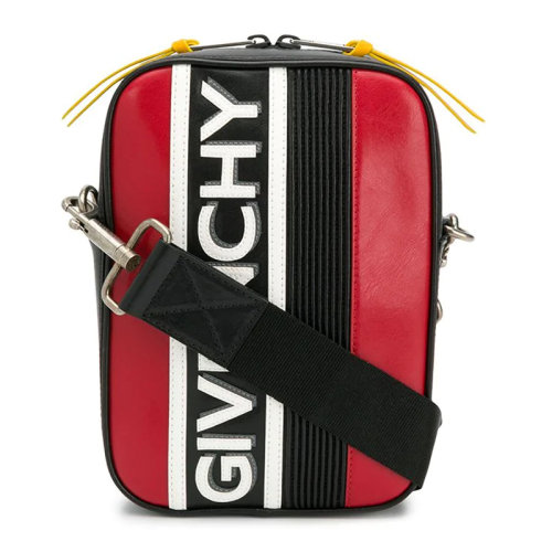 Givenchy/纪梵希 男士黑白拼色牛皮GIVENCHY印花可拆卸肩带斜挎包单肩包男包 BK504YK0LP-004