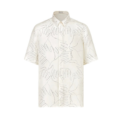 DIOR/迪奥 22年春夏新款 JACK KEROUAC系列 男士白色桑蚕丝通体印花短袖衬衫193C545A5626_C080