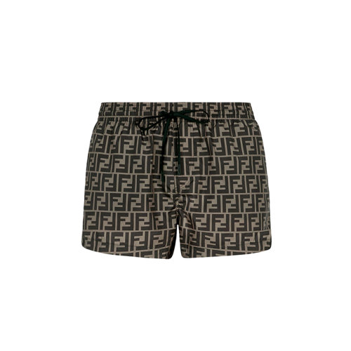 FENDI/芬迪 22年春夏新款 男士棕色涤纶面料老花图案游泳短裤FXB077A79FF13IZ