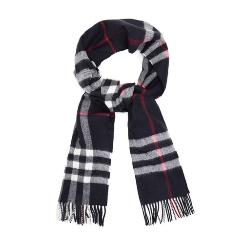BURBERRY/博柏利 女款海军蓝格纹山羊绒围巾 80155421