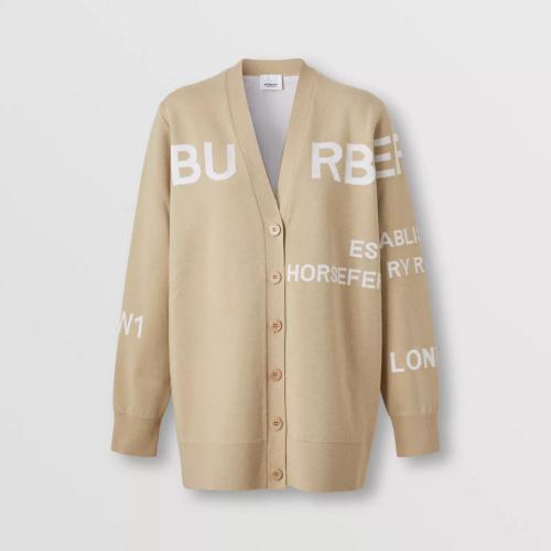  BURBERRY 22年秋冬 女士 Horseferry 羊毛棉质混纺宽松开衫 80554611