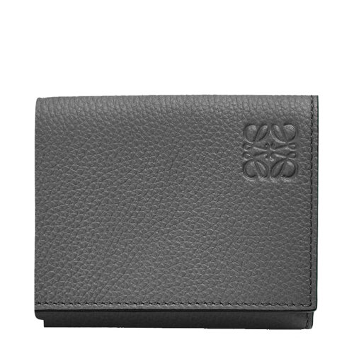 LOEWE/罗意威  男士无烟煤色柔软粒面小牛皮三折钱包0010642965