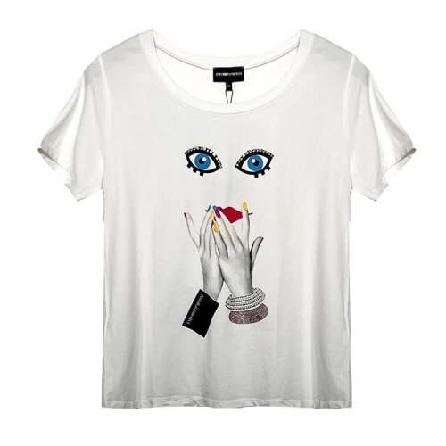 Emporio Armani/安普里奥阿玛尼 白色女士短袖T恤（瑕疵折扣）