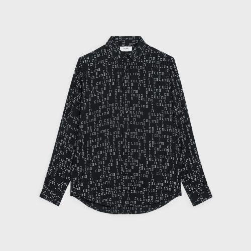  CELINE赛琳思琳 22年秋冬 男士 长袖衬衫 印花粘胶纤维宽松衬衫 2C813977N.38CE