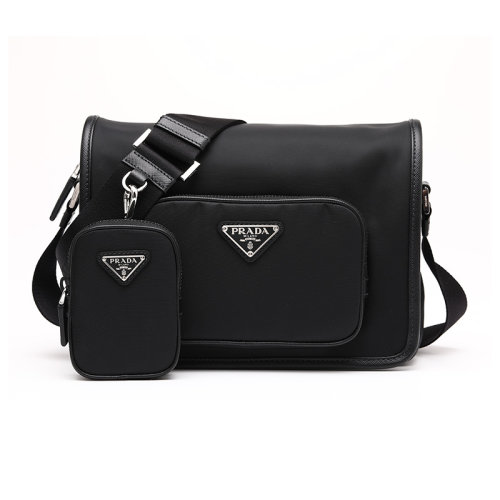 PRADA/普拉达三角徽标织物/配皮男士单肩包斜挎包2VD0412DM