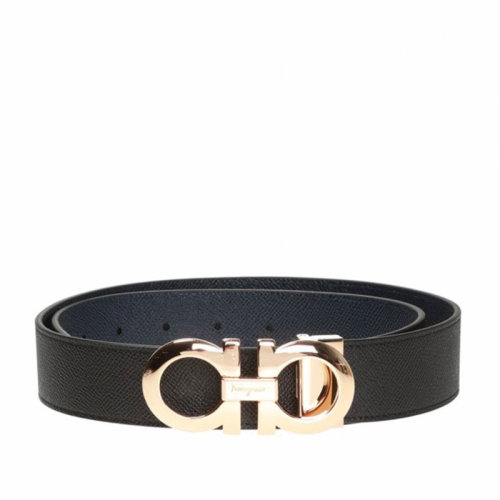 Salvatore Ferragamo/菲拉格慕 男士 黑蓝色皮革时尚皮带腰带 675542 714423