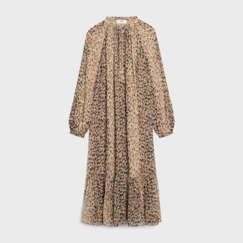  CELINE赛琳思琳 22年秋冬 女士 连衣裙 桑蚕丝乔其纱民族风连衣裙 2R92C299Q.19LE