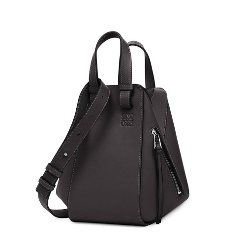 LOEWE/罗意威  Hammock系列 女士小号黑色经典小牛皮可拆卸肩带徽标印花可拆卸肩带单肩斜挎手提包0010110559
