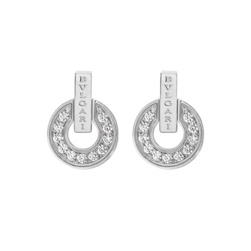 BVLGARI/宝格丽 BVLGARI BVLGARI系列 18克拉白金圆形镂空密钉钻石耳钉357940