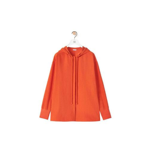  LOEWE罗意威 22年秋冬 女士 卫衣 Anagram jacquard hooded shirt in silk and cotton S359Y05