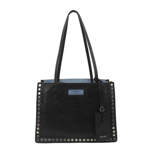 PRADA/普拉达  女包女士黑色皮革时尚百搭品牌字母单肩手提包  1BG121-OBOPEO-F0OK0