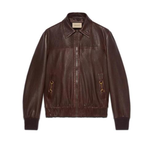  GUCCI古驰 22年秋冬 男士 皮革飞行员夹克 654913 XNAKP 2180