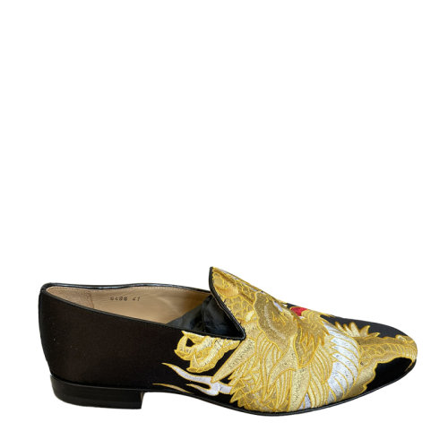 Versace范思哲   金龙刺绣缎面男士乐福鞋