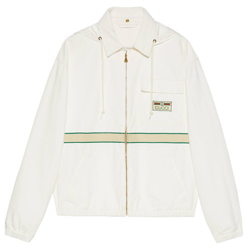 GUCCI/古驰  男士白色带有复古标签的环保棉夹克655708XDBPZ9692
