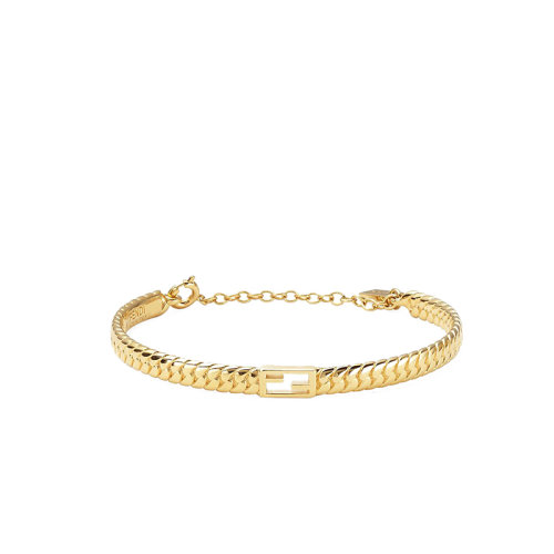 FENDI/芬迪  Baguette系列 女士金色具有金属涂层网状链和FF Baguette图案手链 8AG987B08F0CFK