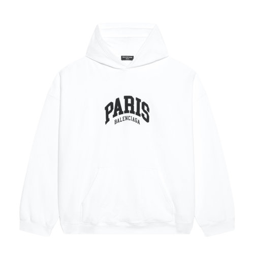 Balenciaga/巴黎世家 22年早春新款 CITES城市系列 男女同款白色纯棉连帽卫衣674986TLVL89040
