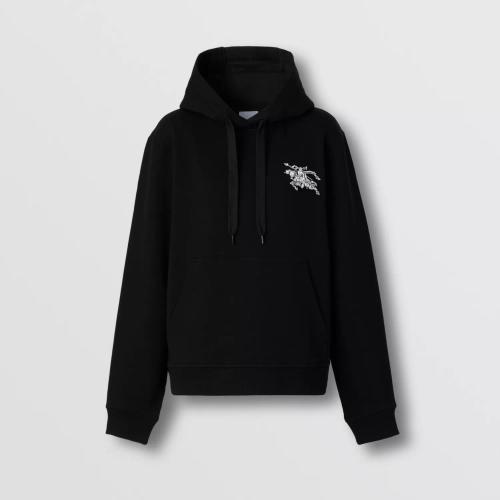  BURBERRY 22年秋冬 女士 人造水晶马术骑士装饰棉质连帽衫 80620731