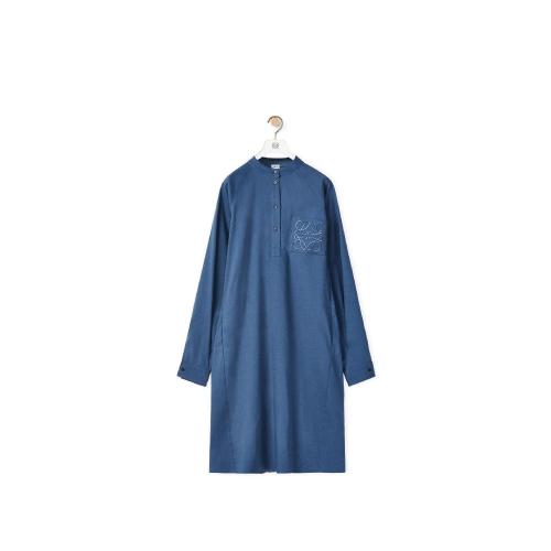  LOEWE罗意威 22年秋冬 女士 连衣裙 Anagram tunic dress in linen and cotton S359Y09X79-691