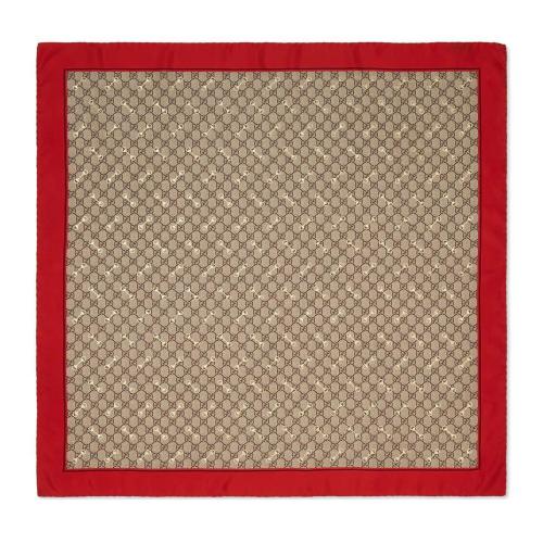  GUCCI古驰 22年秋冬 女士 GG马衔扣印花真丝方巾 662576 3G001 6475