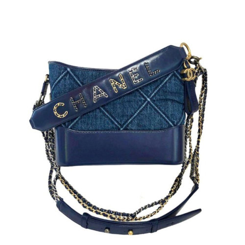  CHANEL/香奈儿 新款GABRIELLE系列 女士深蓝牛仔布流浪包斜挎单肩包AS1582B02941N6922
