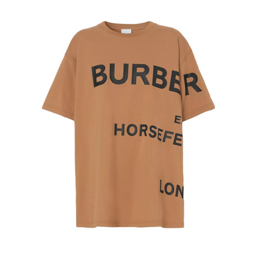 BURBERRY/博柏利 22年早春新款 女士驼色Horseferry印花纯棉宽松T恤衫80489271