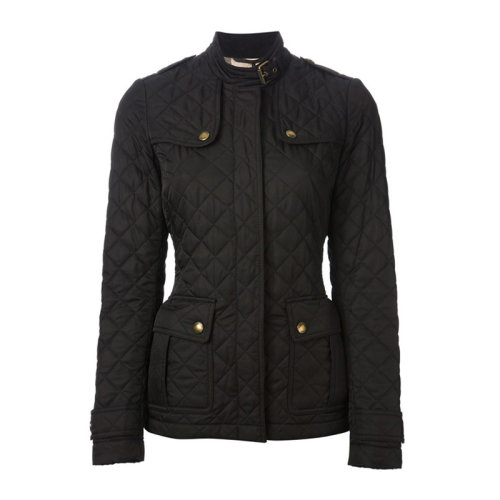 Burberry/博柏利 女士黑色涤纶时尚按扣立领修身夹克外套