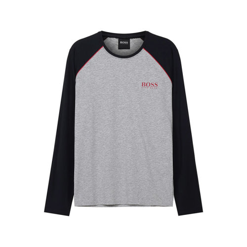 HUGO BOSS/雨果博斯【22春夏新款】男士棉/莫代尔纤维圆领长袖睡衣T恤LOGO图案 50463486