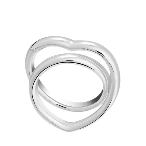 HERMES/爱马仕 经典Vertige C?ur系列 中号925银镂空双层心形戒指指环H119621B