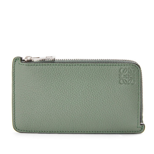 LOEWE/罗意威  男士暗鼠尾草色柔软粒面小牛皮零钱卡夹钱包0010640100