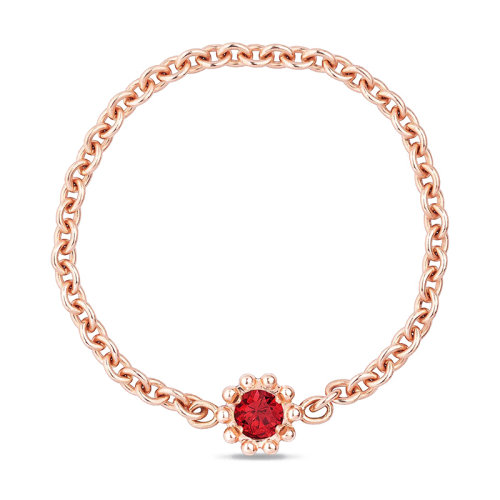 DIOR/迪奥 高级珠宝新款MIMIROSE系列 18K金镶红宝石链条戒指