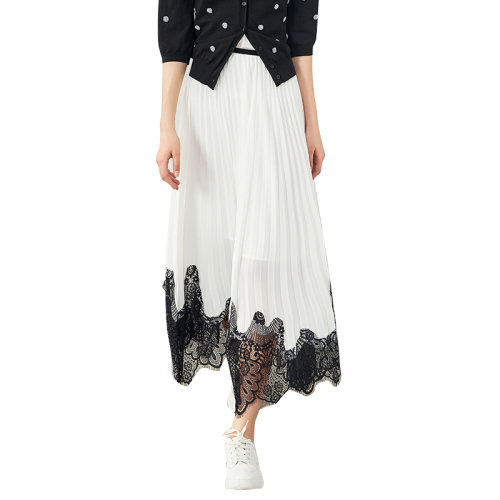 GeleiStory/GeleiStory 夏新新款仙女百褶裙欧美时尚女装a字裙子长款拼接蕾丝半身裙女 女装>女士裙装>女士半身裙