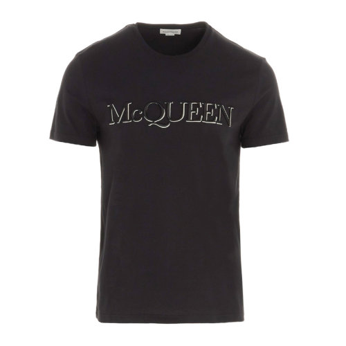 Alexander McQueen/亚历山大麦昆 男士白色棉质经典字母徽标印花装饰圆领短袖上衣T恤 649876-QRZ56 多色可选