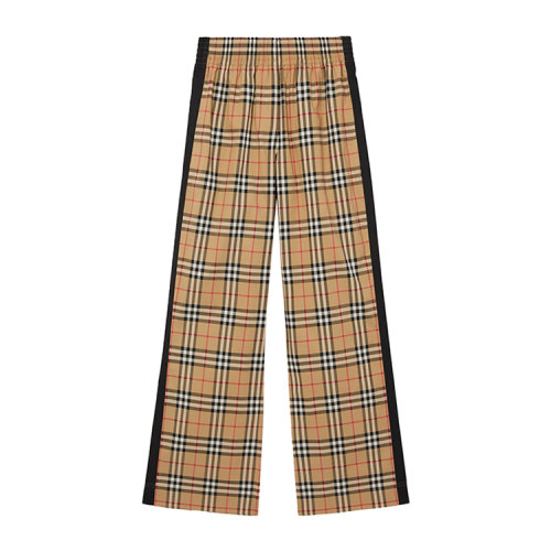 BURBERRY/博柏利 侧边条纹Vintage格纹弹力棉质女士休闲裤 80405971