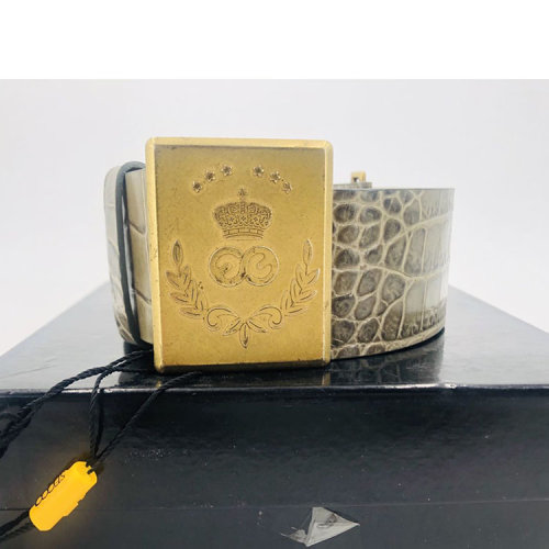 ESCADA/爱斯卡达 女士鳄鱼纹皮质宽版腰带 07304 8188 瑕疵折扣