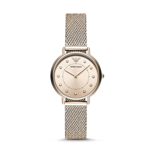 Emporio Armani/安普里奥阿玛尼 阿玛尼手表女士镶钻装饰表盘编织钢带石英手表 AR11129