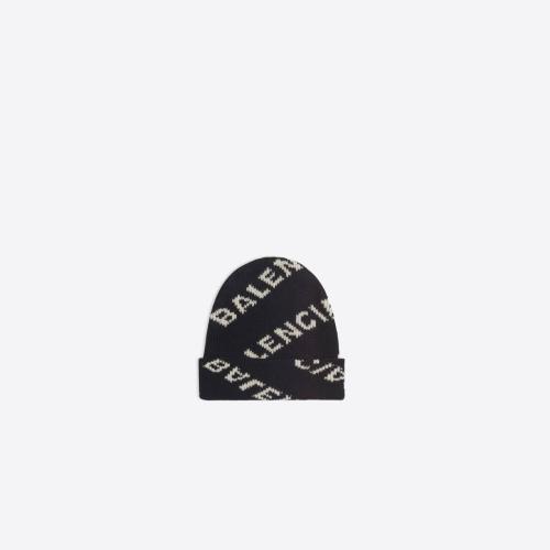  BALENCIAGA巴黎世家 22年秋冬 男士 帽子 Mens Allover Logo Beanie in Black 621021T15671070