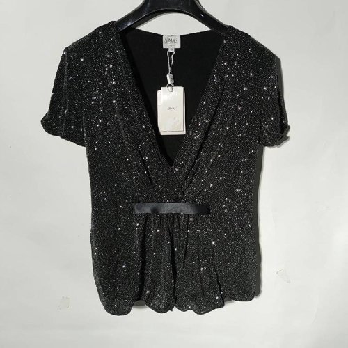 ARMANI COLLEZIONI/阿玛尼卡尔兹女士黑色亮点女士T恤