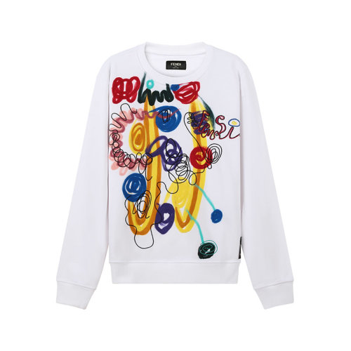 FENDI/芬迪 男卫衣 男士棉质加绒款圆领长袖卫衣运动衫抽象图案 FY0178 AH0R