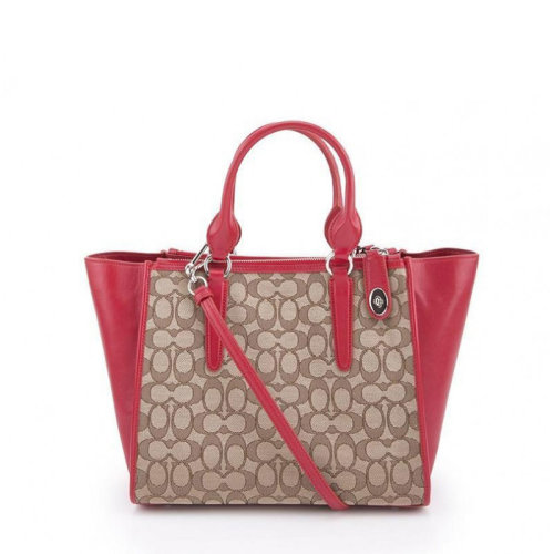 COACH/蔻驰  女包 蛇皮细节 女士拼色帆布配皮单肩手提包 33524_SVKHAKISVDQ4