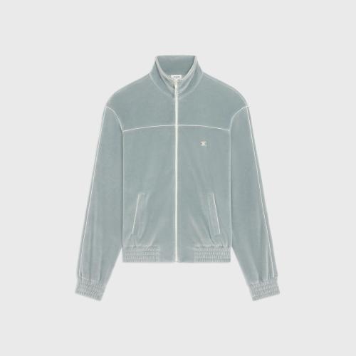  CELINE赛琳思琳 22年秋冬 男士 夹克 TRIOMPHE丝绒平纹针织运动夹克 2Y168679I.09GL