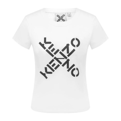 KENZO 高田贤三 女士 服装  白色圆领字母LOGO印花棉质T恤 女士短袖T恤