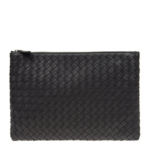 Bottega Veneta/葆蝶家 男士纯色羊皮编织商务休闲手拿包