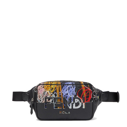 FENDI/芬迪 20  BANANE系列 男士彩色印花图案尼龙皮革细节拉链腰包7VA526AH8TF09CX