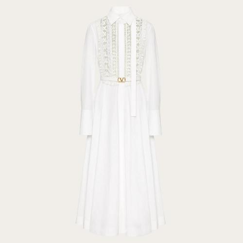  VALENTINO华伦天奴 22年秋冬 女士 连衣裙 ROBE MI-LONGUE BRODéE EN POPELINE DE COTON 1B3V