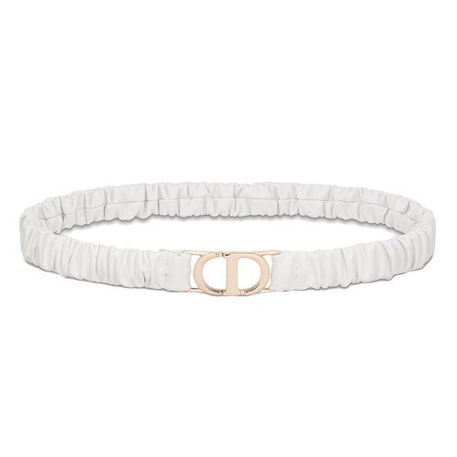 DIOR/迪奥 22年春夏新款 女士白色褶裥羔羊皮金属CD扣腰带20毫米B0086ONGW_M010