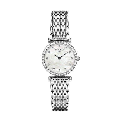 LONGINES/浪琴  嘉岚系列新款白珍珠贝母镶钻表盘石英女士腕表24毫米L4.341.0.80.6